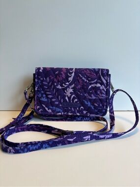 Vera Bradley 3-In-1 Women’s RFID Crossbody Wallet Paisley Amethyst New w/o Tag